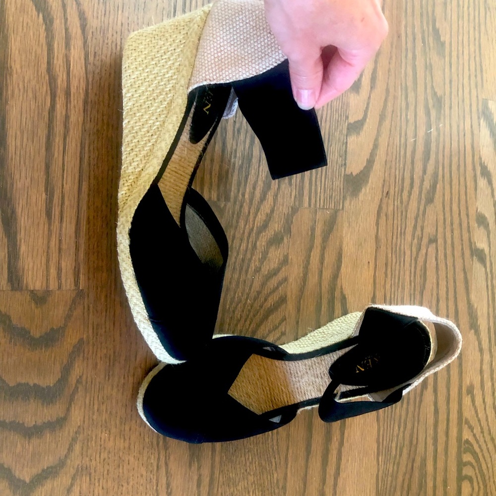 Lauren by Ralph Lauren black canvas wedges size 7
